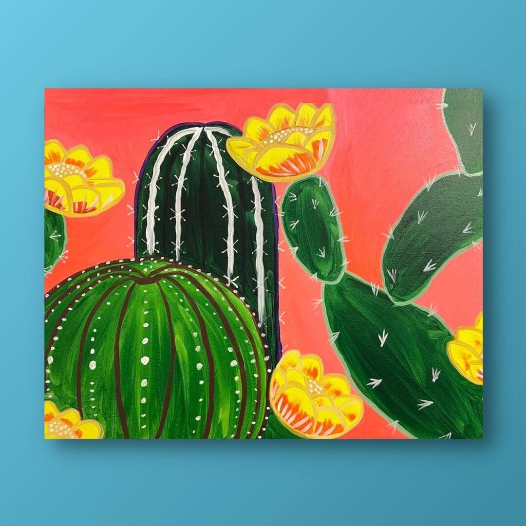 Cactus BLACK CANVAS Painting Kit