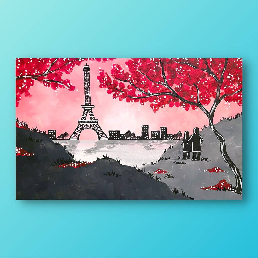eiffel tower silhouette painting