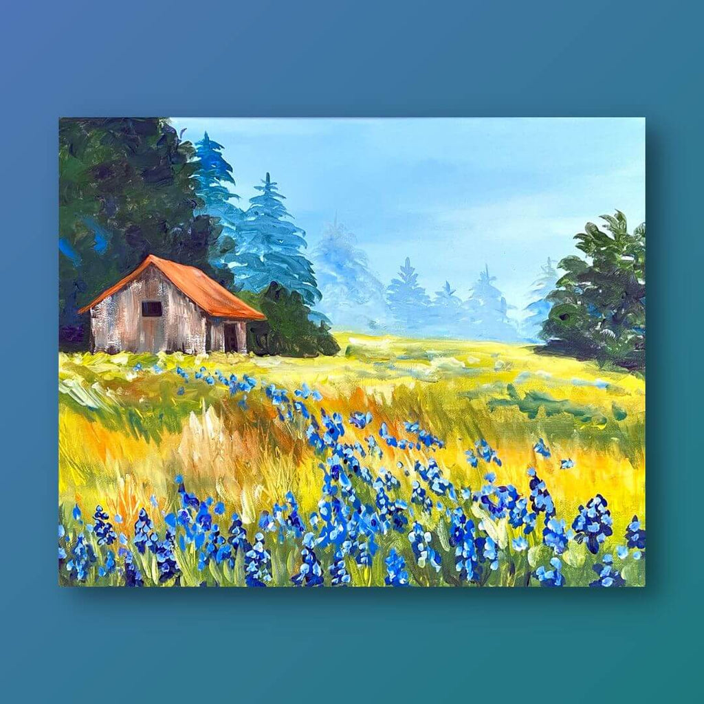 Cabin in the Meadow Original popular Canvas Painting