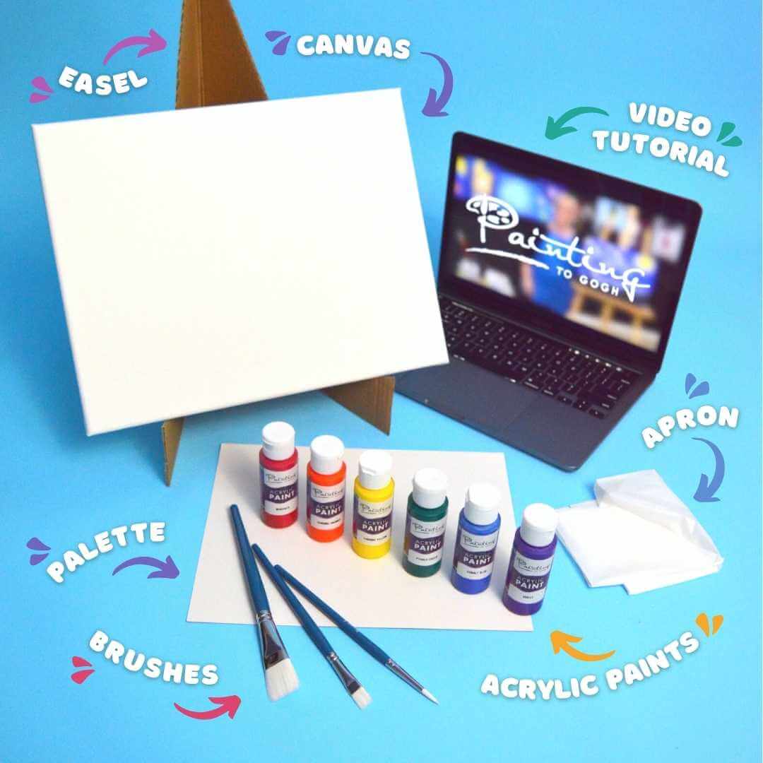Cute fox Art Supply Box and Painting Lesson – Let's Create Art Online